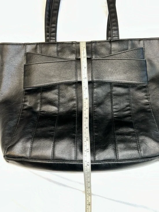 Rampage Black Faux Leather Tote with Bow Accent - Picture 6 of 7